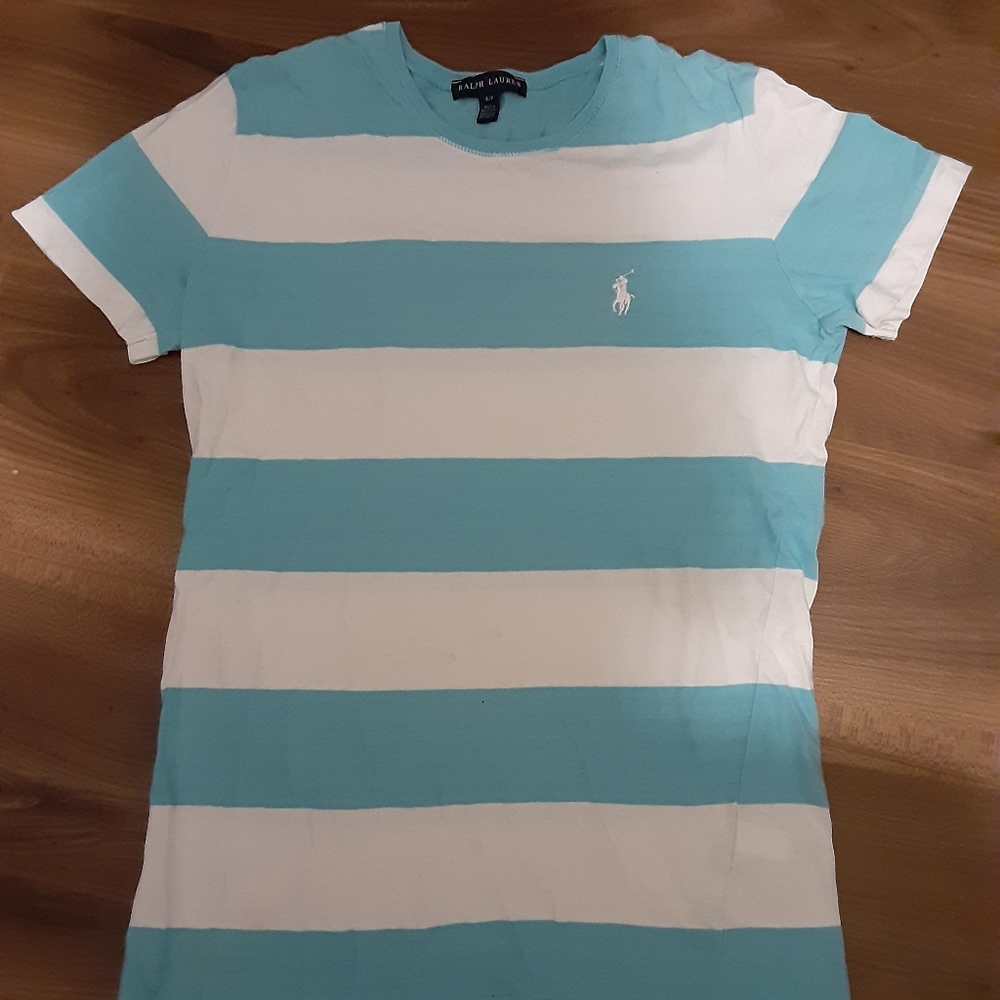 Ralph Lauren blue and white tee